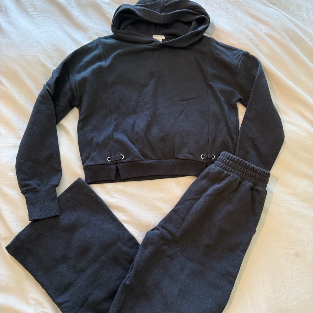 Habitual Girls Black Hoodie Sweatpants Set